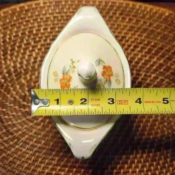 Edwin M. Knowles China Co. SEMI VITREOUS 43-8 Made in U.S.A. Floral Sugar Bowl - Picture 8 of 9